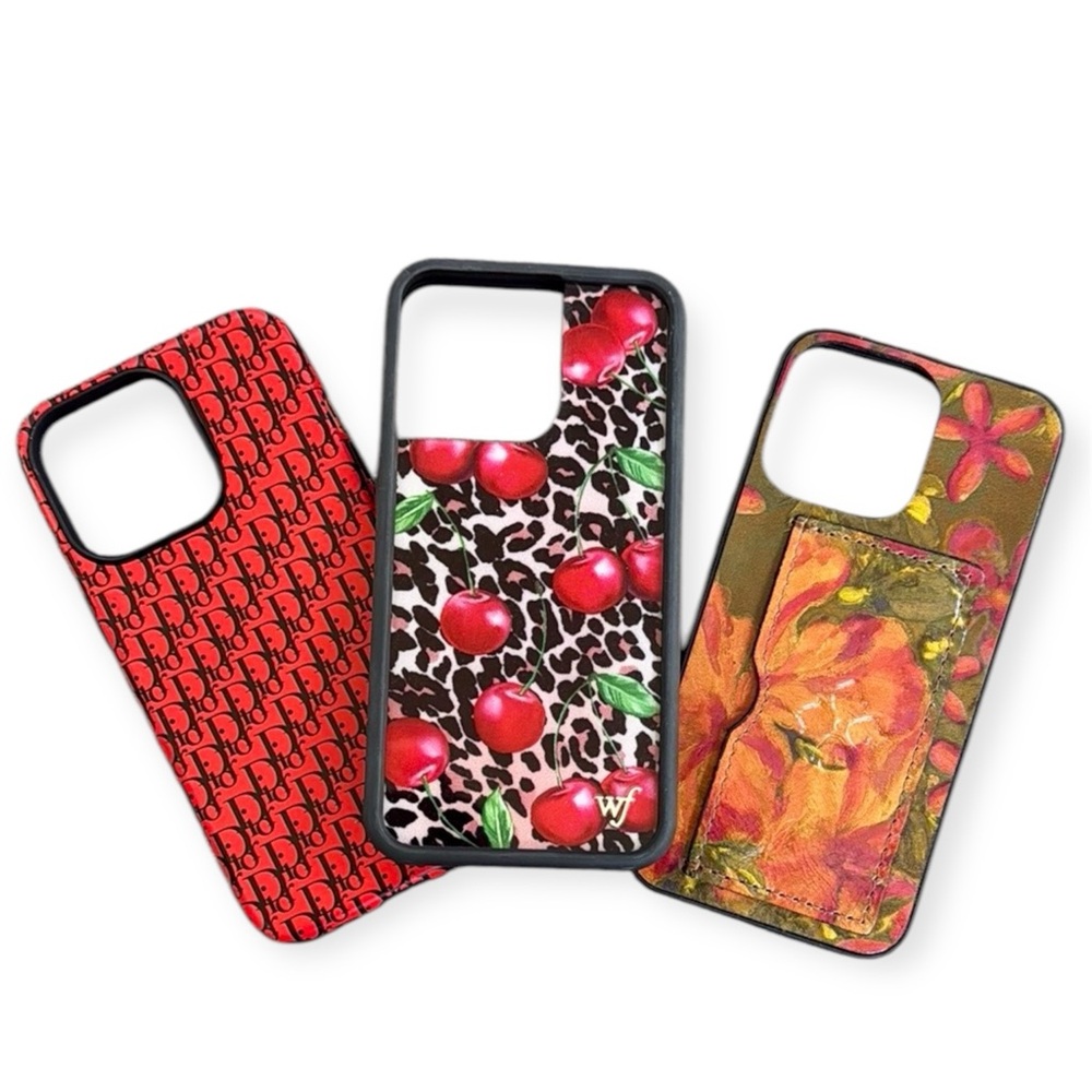 iPhone 13 Pro Case Set Wildflowers cherry, Patricia Nash leather case, Dior case